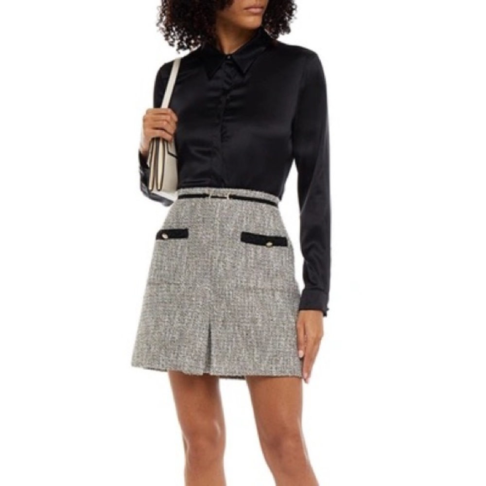 NWT Maje Jinie Recycled Cotton Tweed Mini Skirt